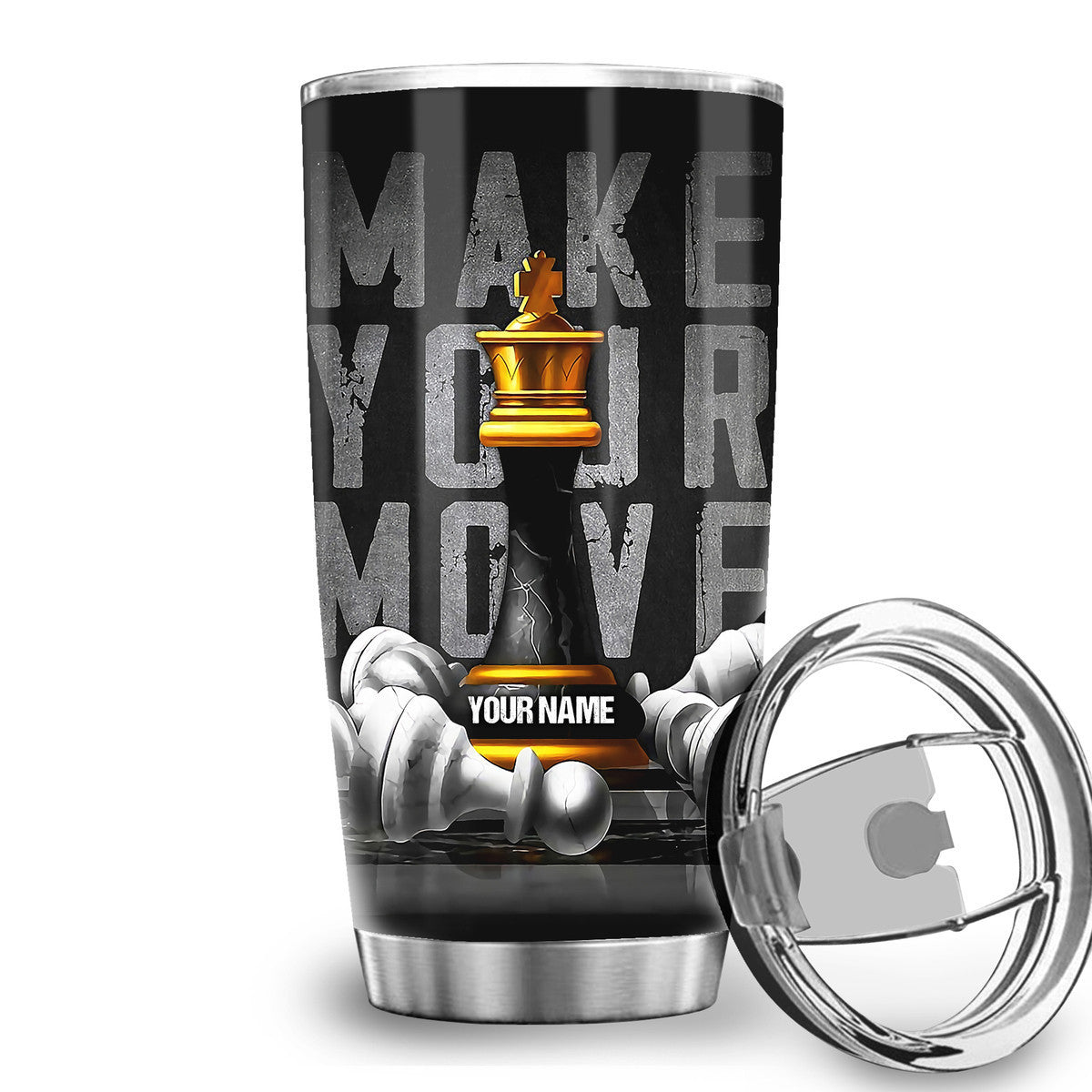 Personalized Name King Chess Make Your Move Tumbler 20oz 30oz Cup