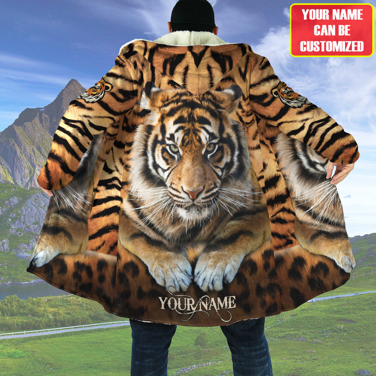 Personalized Name Cool Tiger Hooded Cloak Q220803