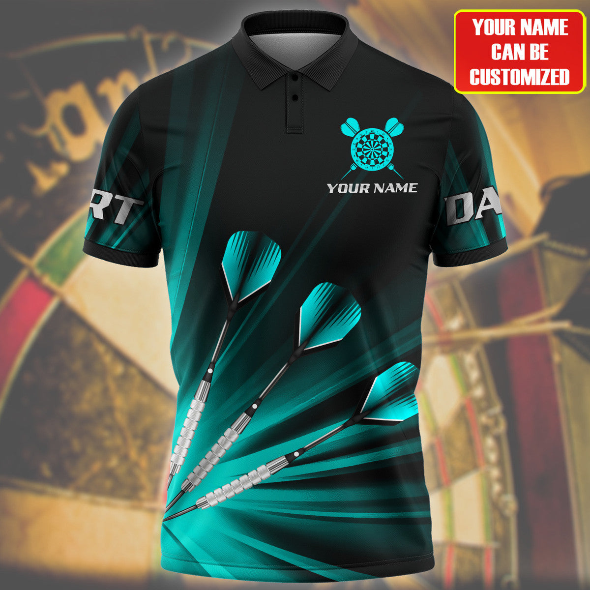 Personalized Name Teal Darts All Over Printed Unisex Shirt Q260802