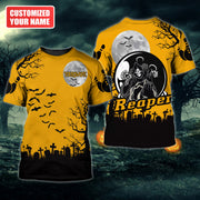 Personalized Name Bowling Halloween Reaper All Over Printed Unisex Shirt