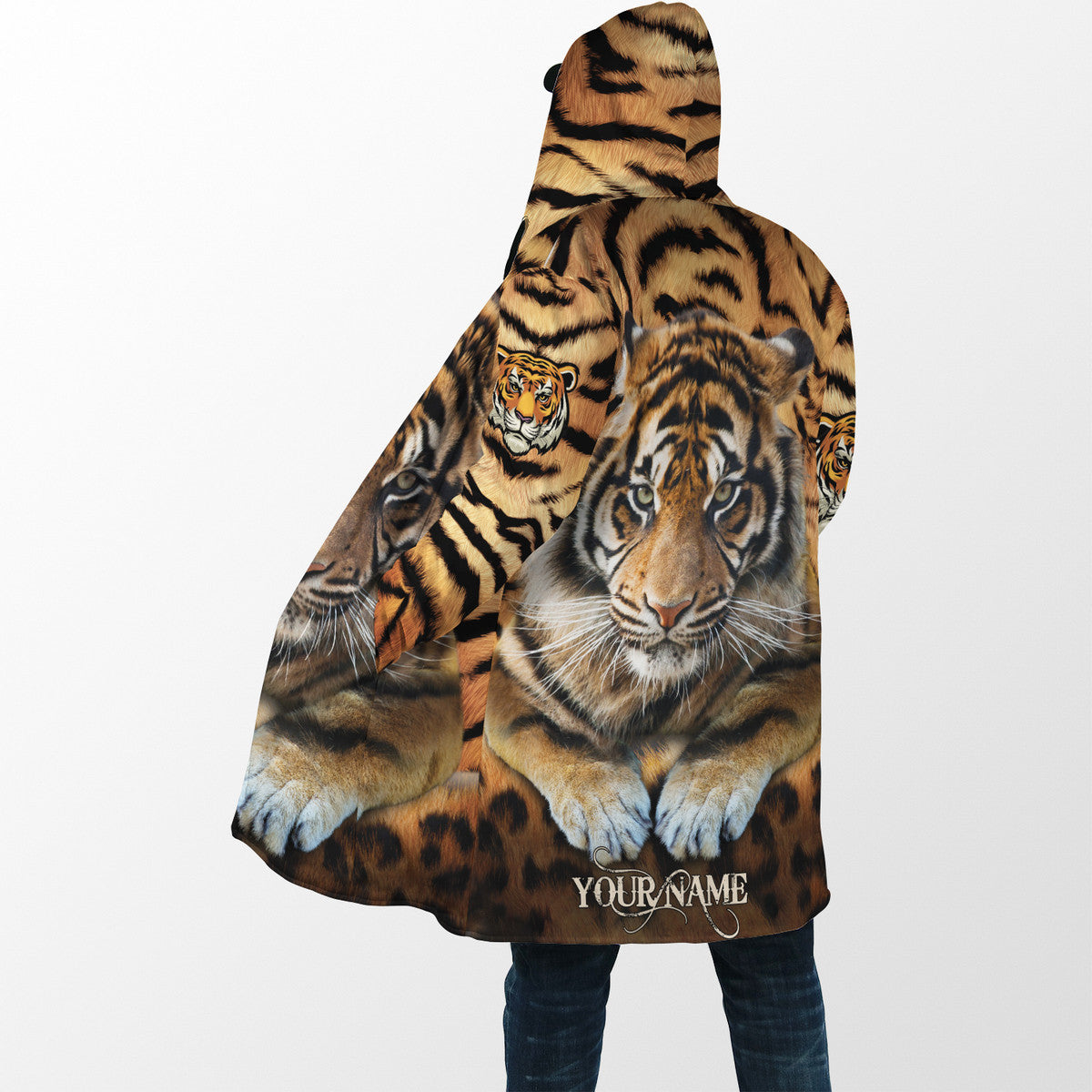 Personalized Name Cool Tiger Hooded Cloak Q220803