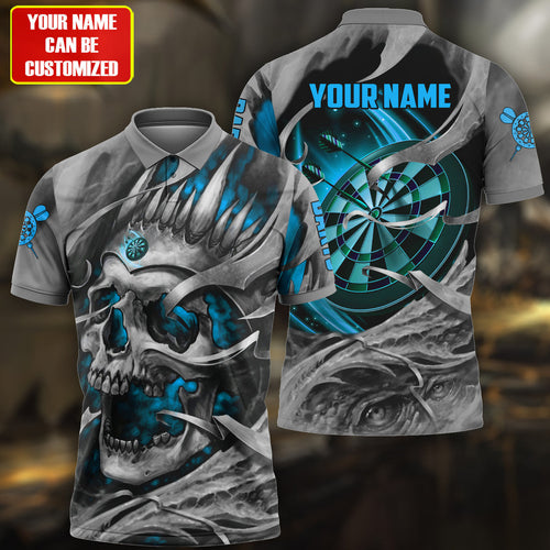 Personalized Name Teal Skull Darts All Over Printed Unisex Shirt Q080901