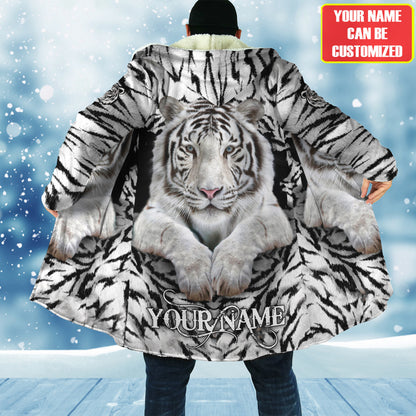 Personalized Name White Tiger Q3 Hooded Cloak Q170903