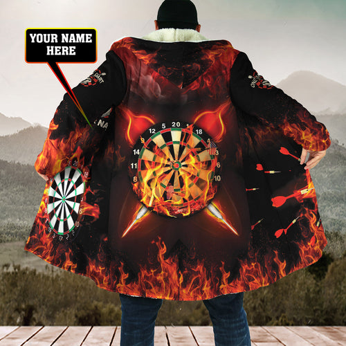 Personalized Name Red Darts Fire Hooded Cloak Q210912