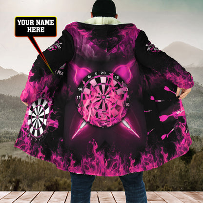 Personalized Name Pink Darts Fire Hooded Cloak Q210912