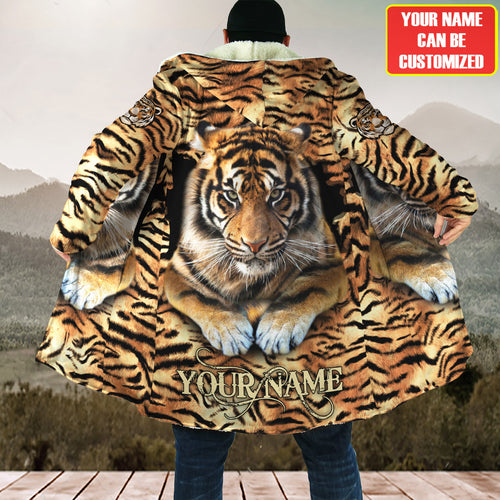 Personalized Name Tiger Pattern Hooded Cloak Q280905