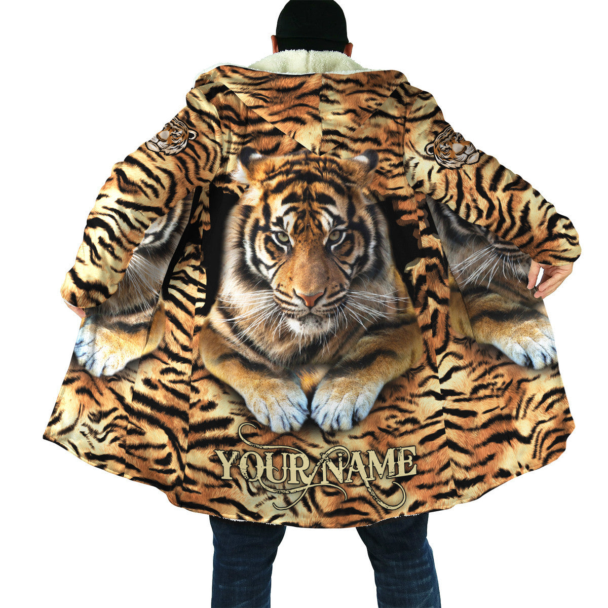 Personalized Name Tiger Pattern Hooded Cloak Q280905