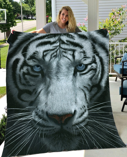 White Tiger Portrait Fleece Blanket