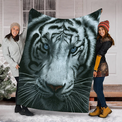 White Tiger Portrait Fleece Blanket