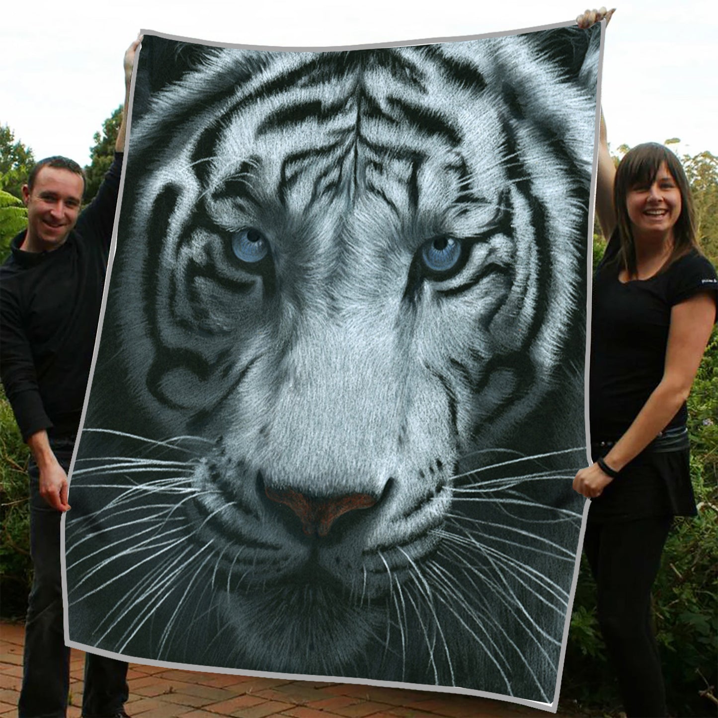White Tiger Portrait Fleece Blanket