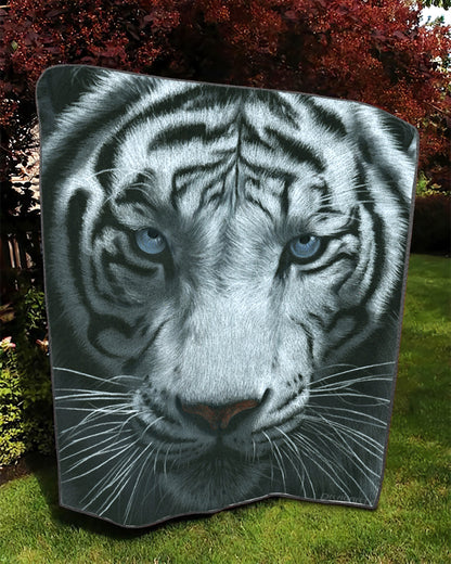 White Tiger Portrait Fleece Blanket