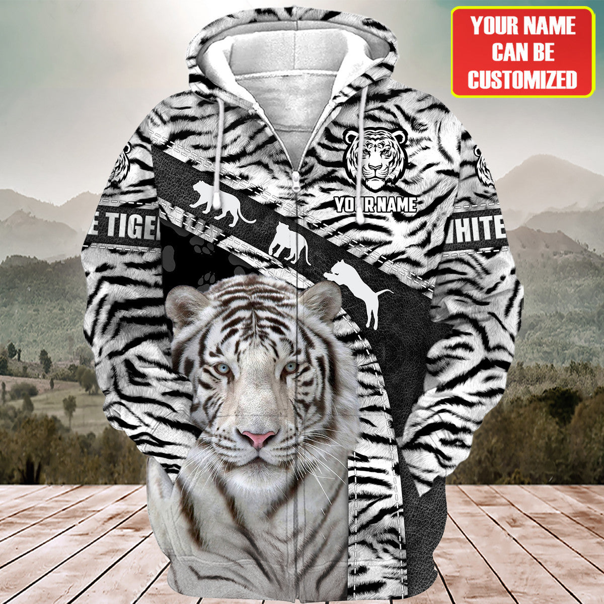 Personalized Name White Tiger Q8 All Over Printed Unisex Shirt