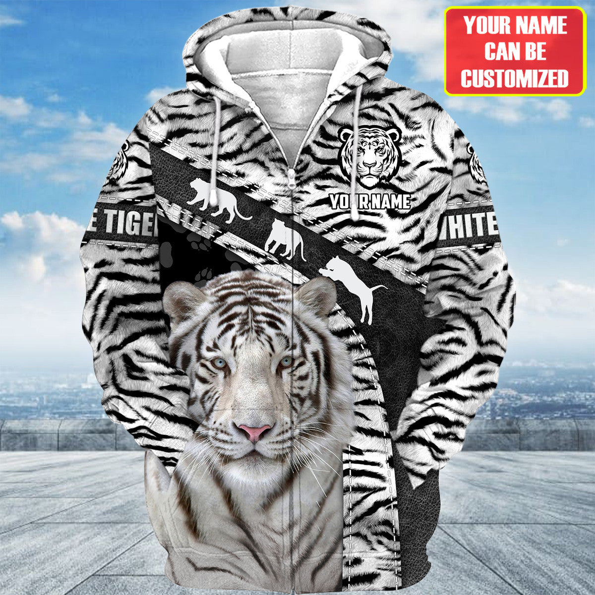 Personalized Name White Tiger Q8 All Over Printed Unisex Shirt