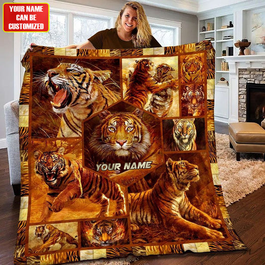 Personalized Tiger Quilt Blanket , Quilt set , Bedroom Decor , Quilting