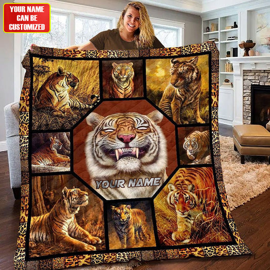 Personalized Tiger 2 Quilt Blanket , Quilt set , Bedroom Decor , Quilting