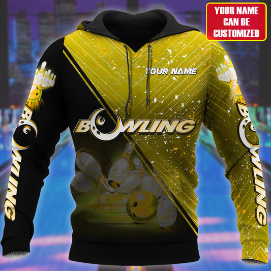 Personalized Name Yellow Bowling Q85 All Over Printed Unisex Shirt