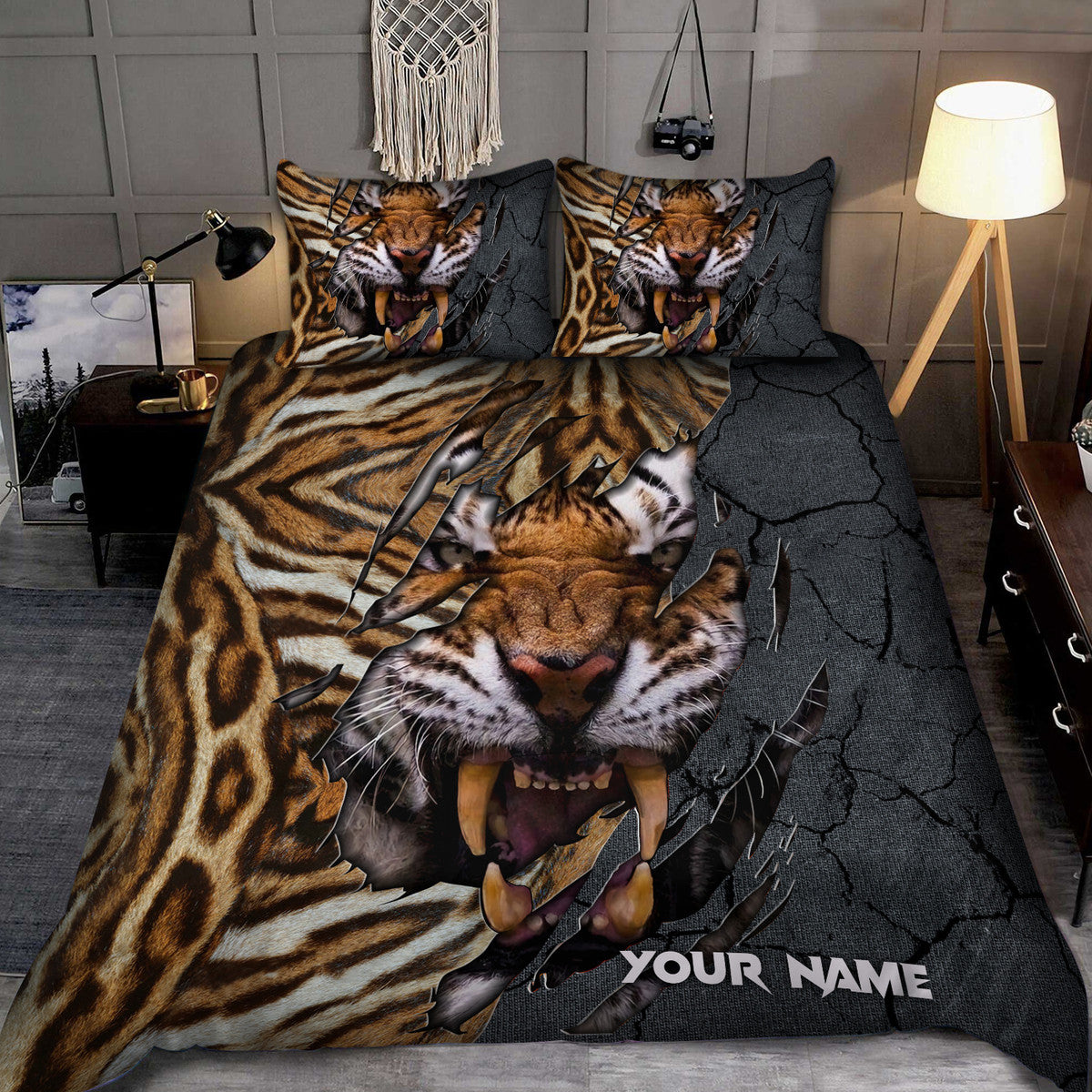 Personalized Name Tiger Warrior All Over Printed Bedding Set