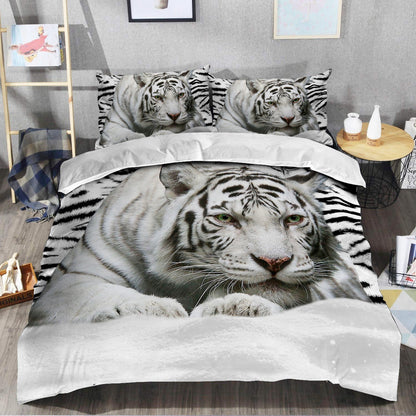Cool White Tiger Snow All Over Printed Bedding Set Q161205
