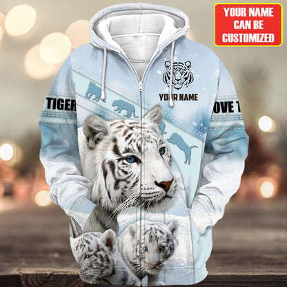 Personalized Name White Tiger Winter All Over Printed Unisex Shirt Q161201