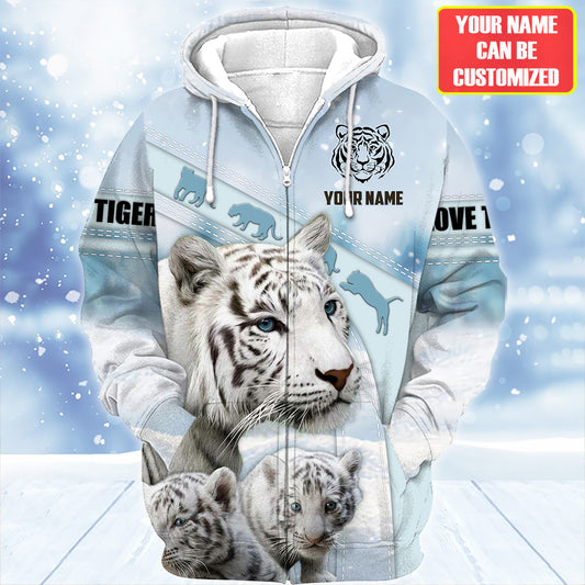 Personalized Name White Tiger Winter All Over Printed Unisex Shirt Q161201