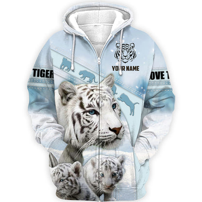Personalized Name White Tiger Winter All Over Printed Unisex Shirt Q161201