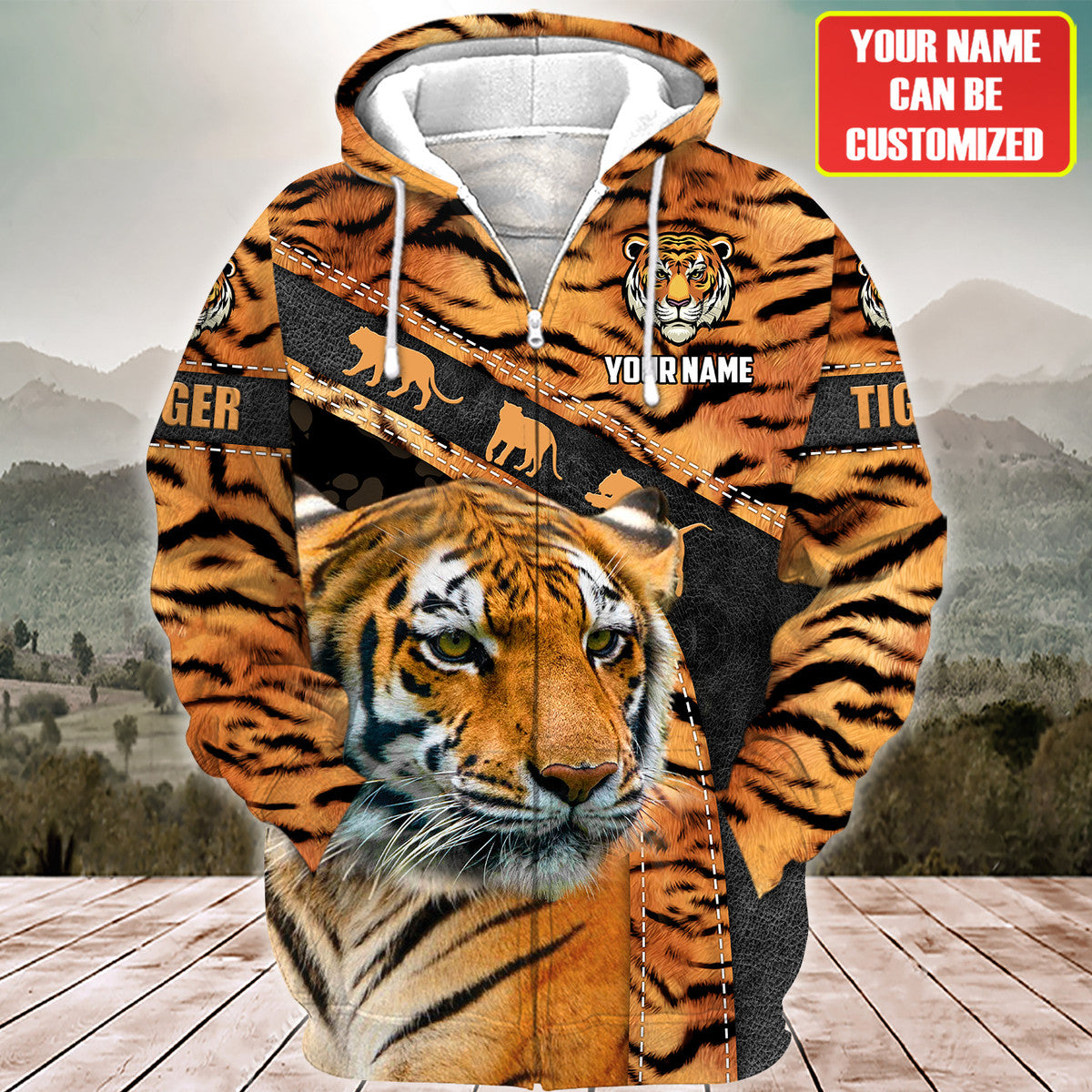 Personalized Name Cool Tiger Pattern All Over Printed Unisex Shirt Q211205