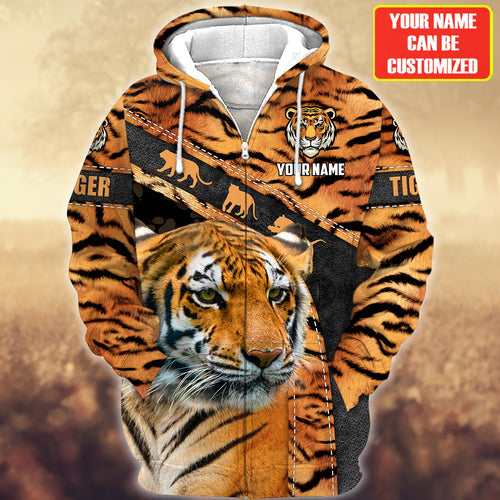 Personalized Name Cool Tiger Pattern All Over Printed Unisex Shirt Q211205
