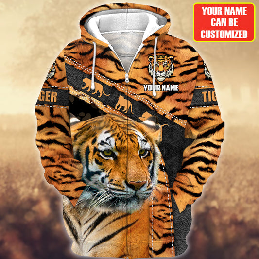 Personalized Name Cool Tiger Pattern All Over Printed Unisex Shirt Q211205