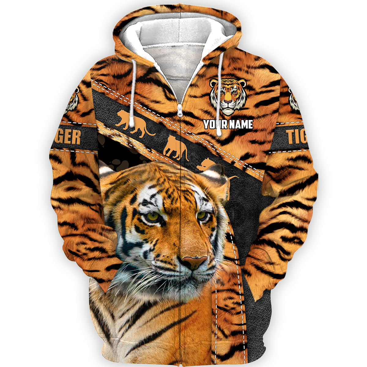 Personalized Name Cool Tiger Pattern All Over Printed Unisex Shirt Q211205