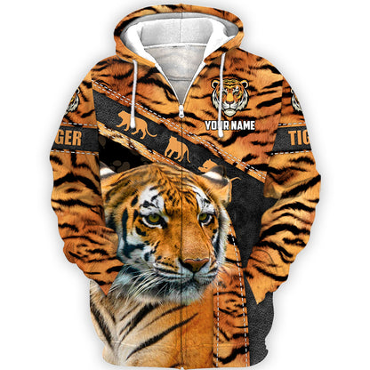 Personalized Name Cool Tiger Pattern All Over Printed Unisex Shirt Q211205