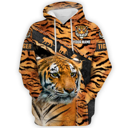 Personalized Name Cool Tiger Pattern All Over Printed Unisex Shirt Q211205