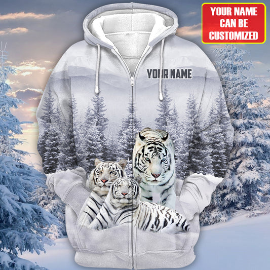 Personalized Name White Tiger Snow All Over Printed Unisex Shirt Q271207