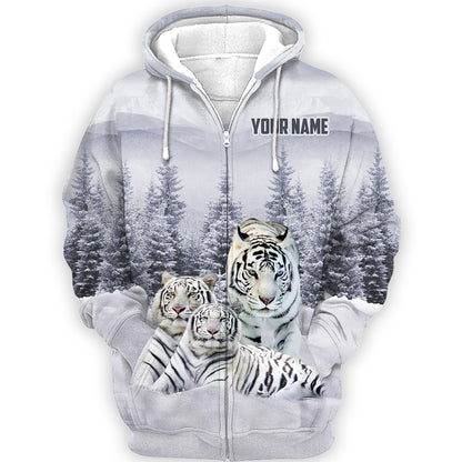 Personalized Name White Tiger Snow All Over Printed Unisex Shirt Q271207