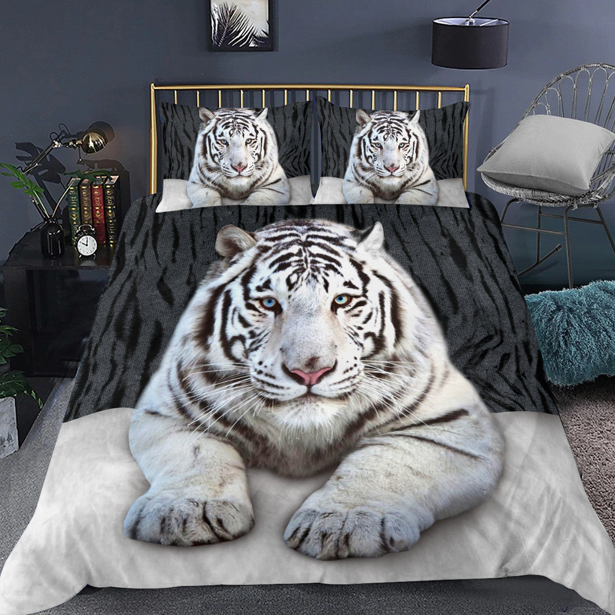 Cool White Tiger V4 All Over Printed Bedding Set Q300106