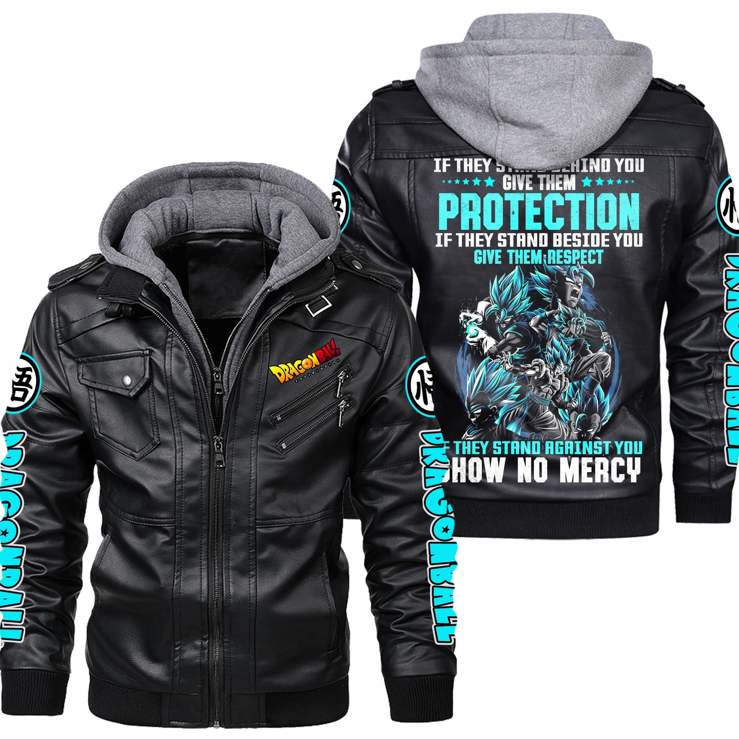 Personaziled GK No Mercy Zip Leather Jacket with Hood P150202