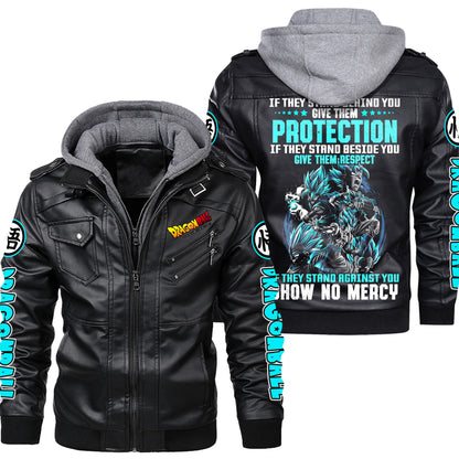 Personaziled GK No Mercy Zip Leather Jacket with Hood P150202