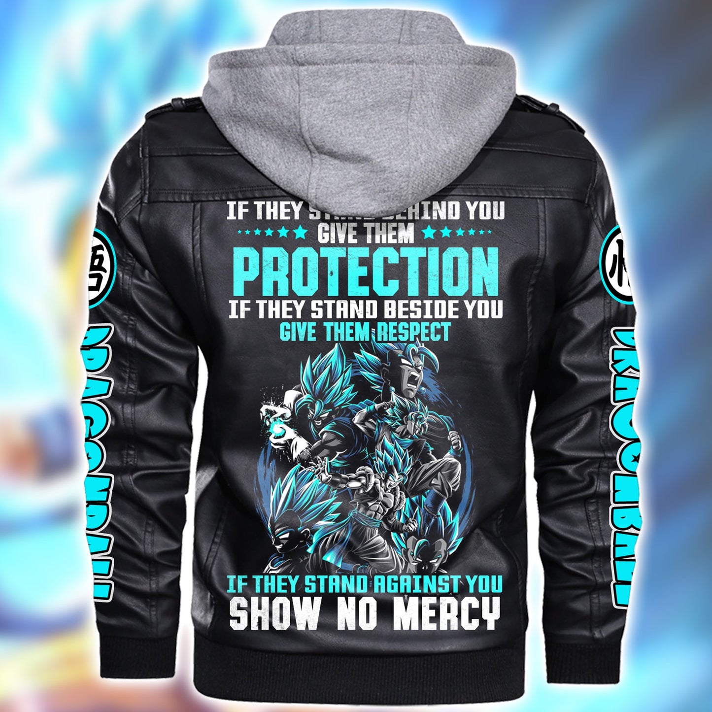 Personaziled GK No Mercy Zip Leather Jacket with Hood P150202