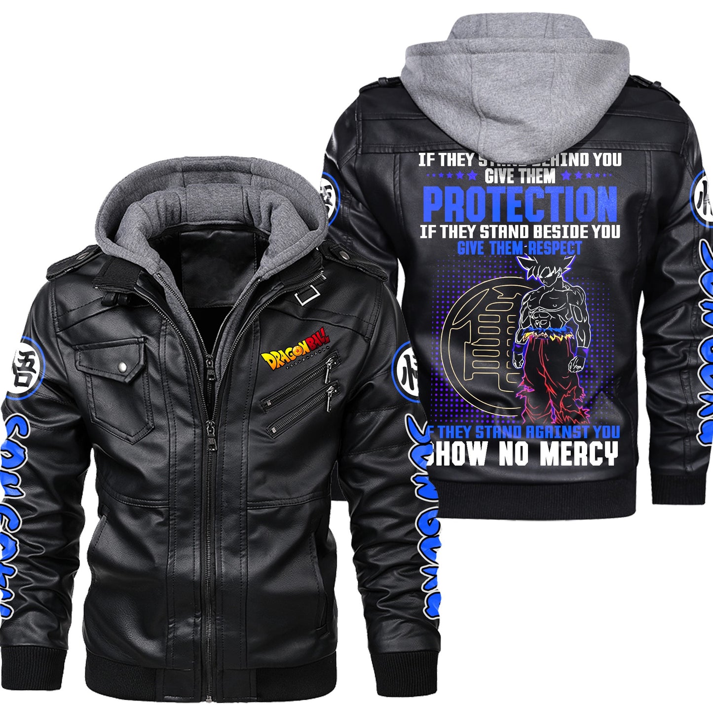 Personaziled GK No mercy Zip Leather Jacket with Hood P160201
