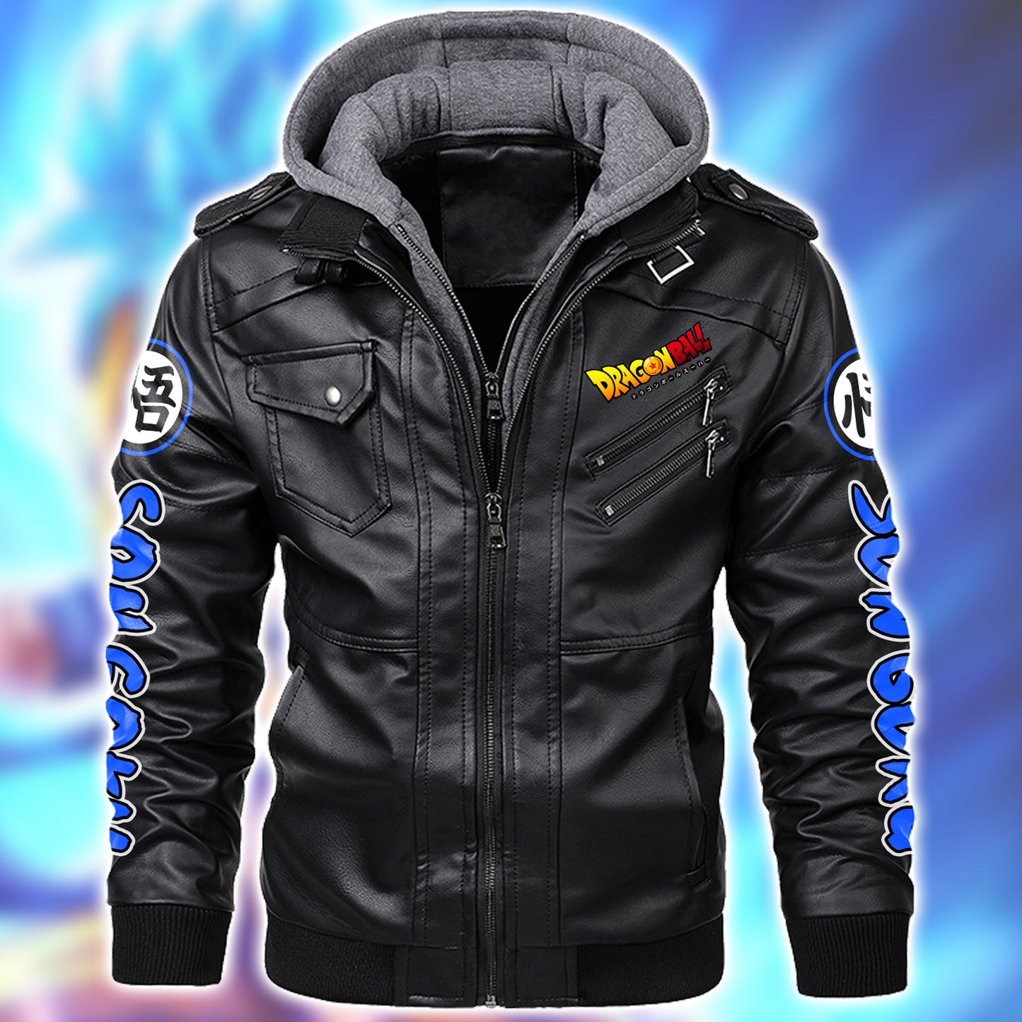 Personaziled GK No mercy Zip Leather Jacket with Hood P160201