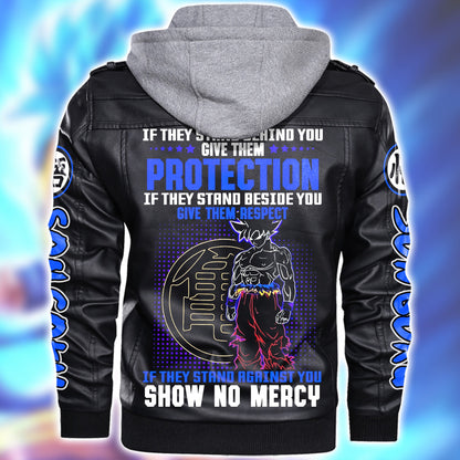 Personaziled GK No mercy Zip Leather Jacket with Hood P160201
