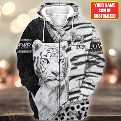 Personalized Name Love White Tiger All Over Printed Unisex Shirt Q030306