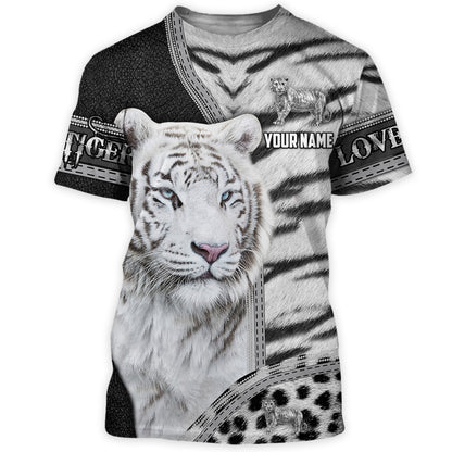 Personalized Name Love White Tiger All Over Printed Unisex Shirt Q030306