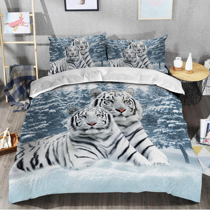 White Tiger Winter All Over Printed Bedding Set Q060307