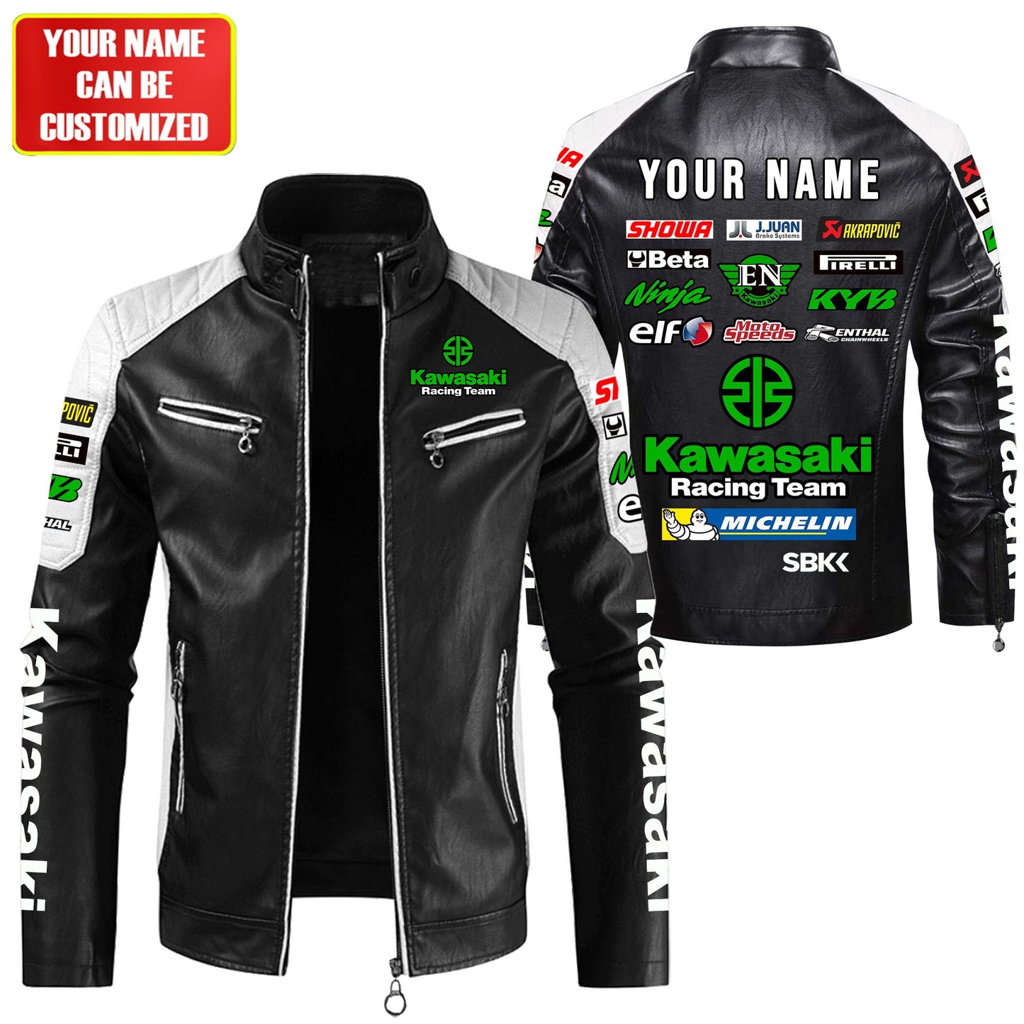 Personaziled Kw New Leather Biker Jacket P140302