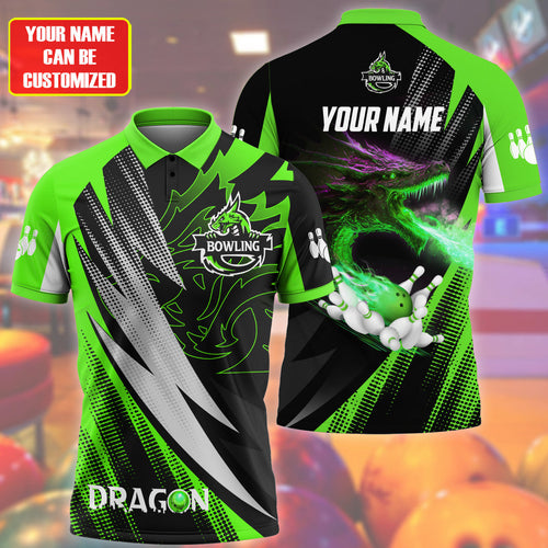 Personalized Name Green Dragon Bowling All Over Printed Unisex Shirt Q140302