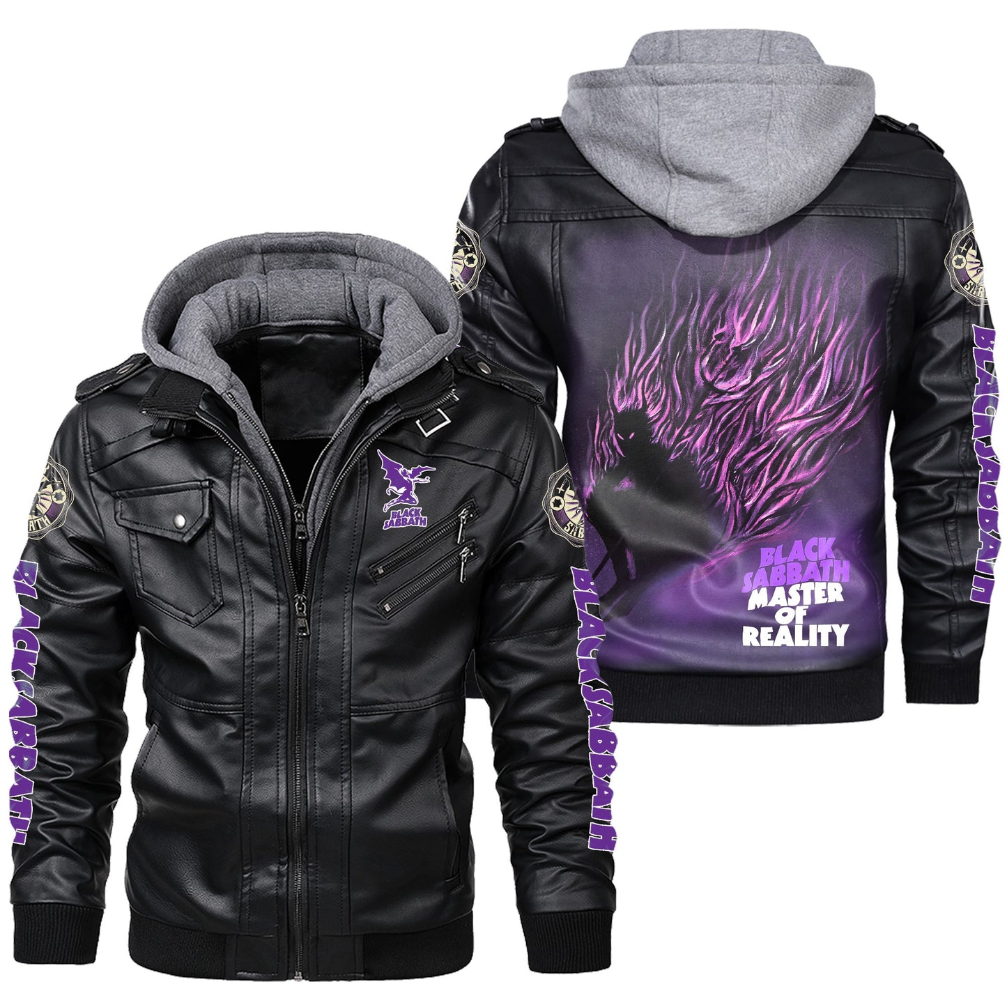 BS Master Of Reality Leather Jacket with Hood Black Q250805