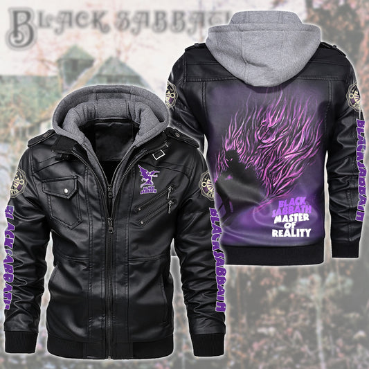 BS Master Of Reality Leather Jacket with Hood Black Q250805