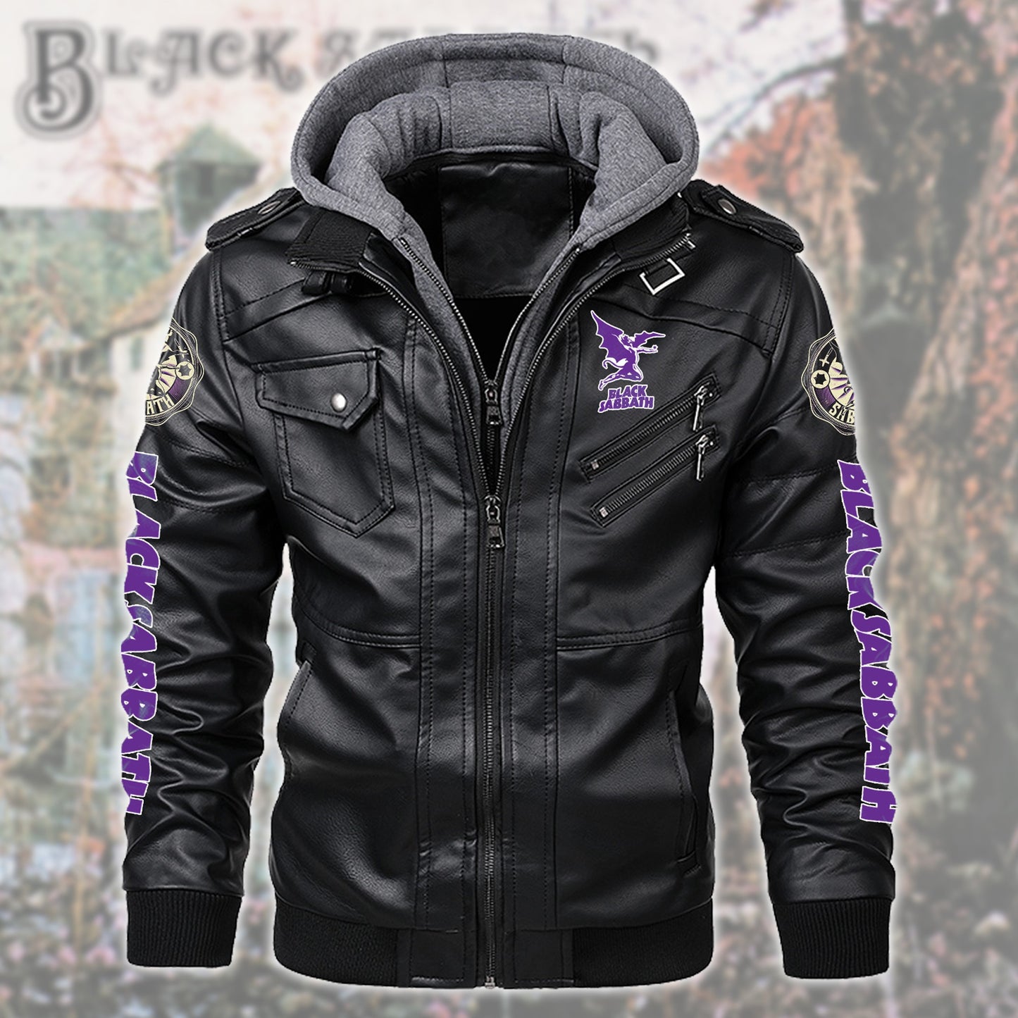BS Master Of Reality Leather Jacket with Hood Black Q250805