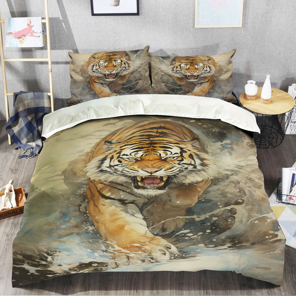 Tiger Water All Over Printed Bedding Set Q050908