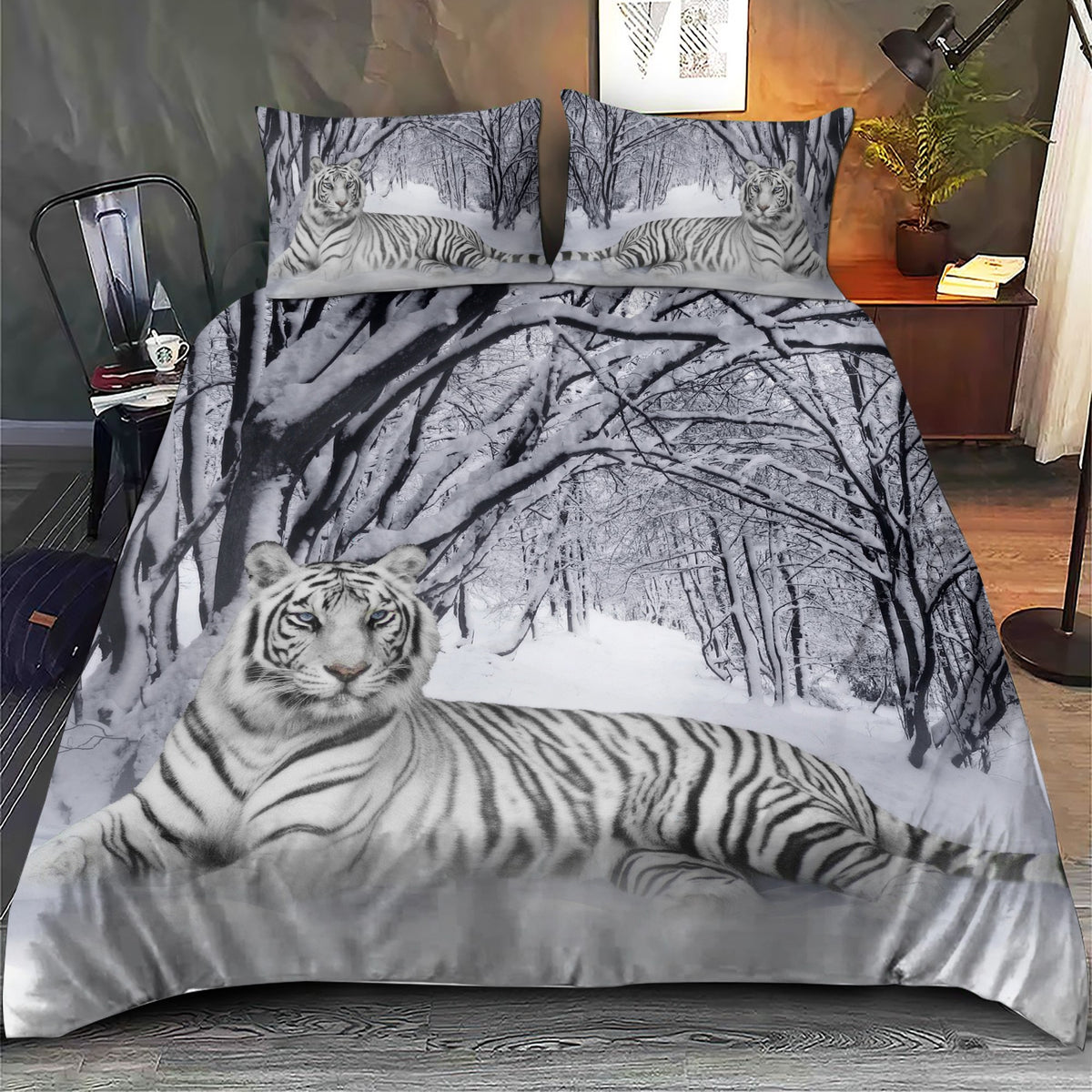White Tiger Winter S1 All Over Printed Bedding Set S050907